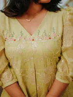 N5295 Embroidered Chanderi Aline Dress ( Size : 36) - Image 2