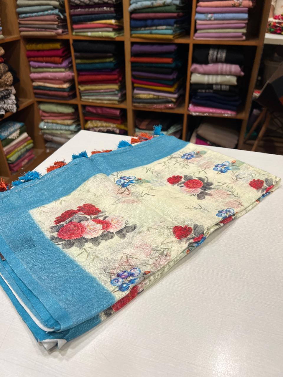 16df6532-a50c-470b-87d7-b4f4c1f0a104 GR13909 linen dupatta - Image 1