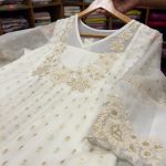 N4222 Woven Organza with Aplique work