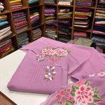 S7235 Semi Chanderi set (light lavender)