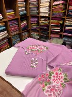 S7235 Semi Chanderi set (light lavender)