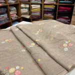 S7468 Embroidered Mul Chanderi (brown)