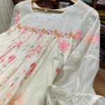 N5390 Embroidered Mul Chanderi ( offwhite)