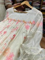 N5390 Embroidered Mul Chanderi ( offwhite)