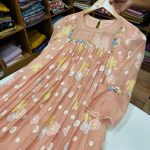 N5391 Embroidered Mul Chanderi ( peach)