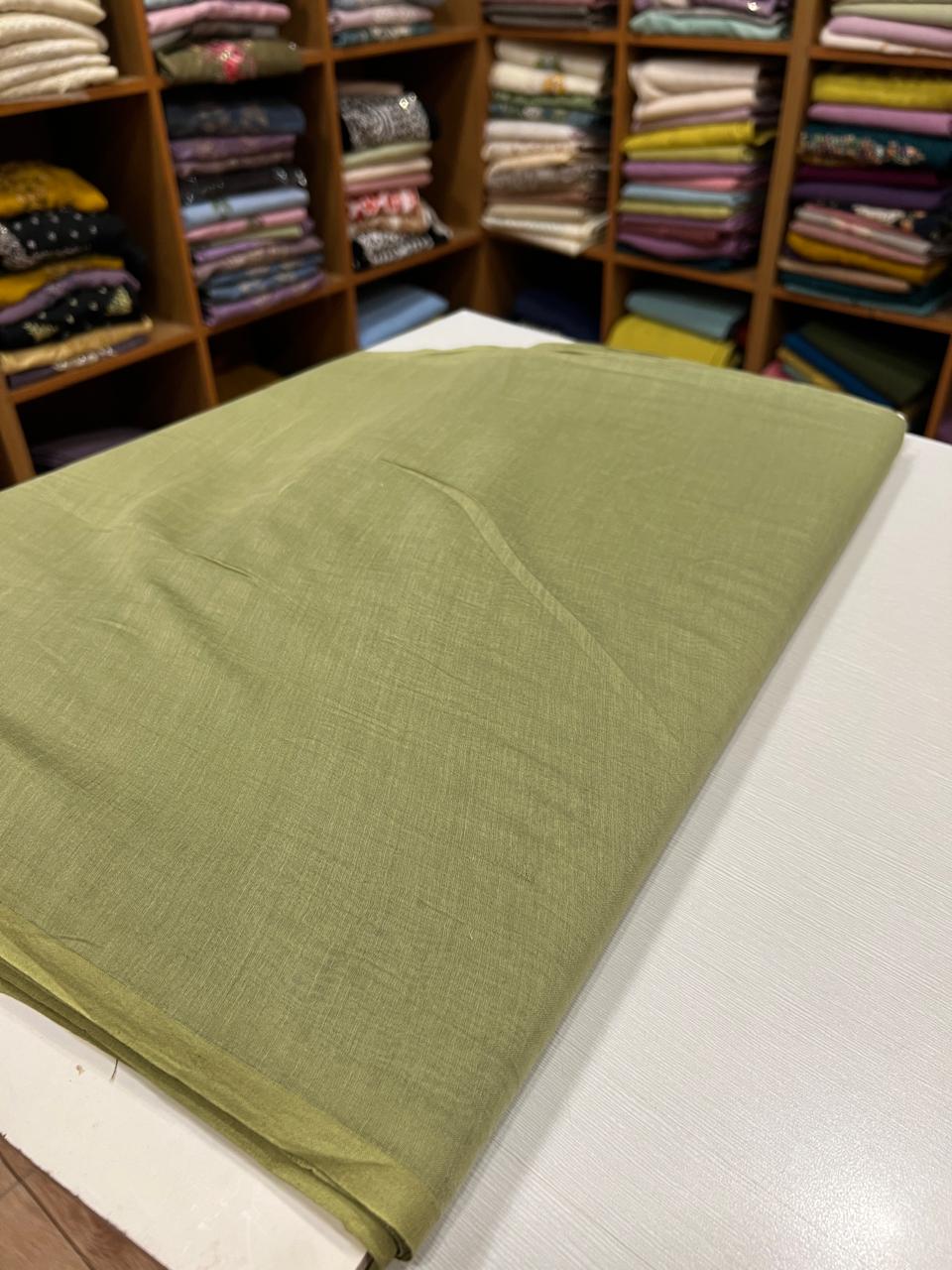 87cb50fb-8fda-41ee-a1b2-c9ad39c8cbde S7296 Chanderi plain( green) - Image 1