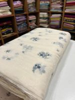 S7475 Embroidered Mul Chanderi (offwhite & grey) - Image 2
