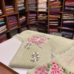 S7235 Semi Chanderi set (light green)