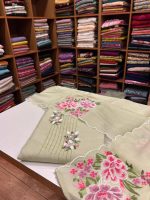 S7235 Semi Chanderi set (light green)