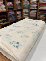 S7475 Embroidered Mul Chanderi (offwhite & blue ) - Image 2
