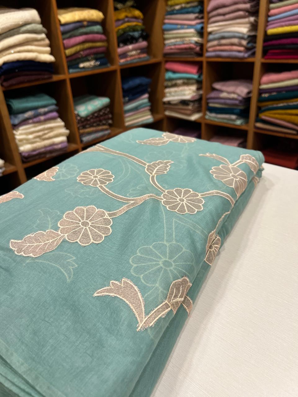 0d18a72a-8f51-4361-824c-aae35803b41b S7535 embroidered Chanderi ( blue ) - Image 1