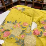 S7455 Chanderi set ( yellow)